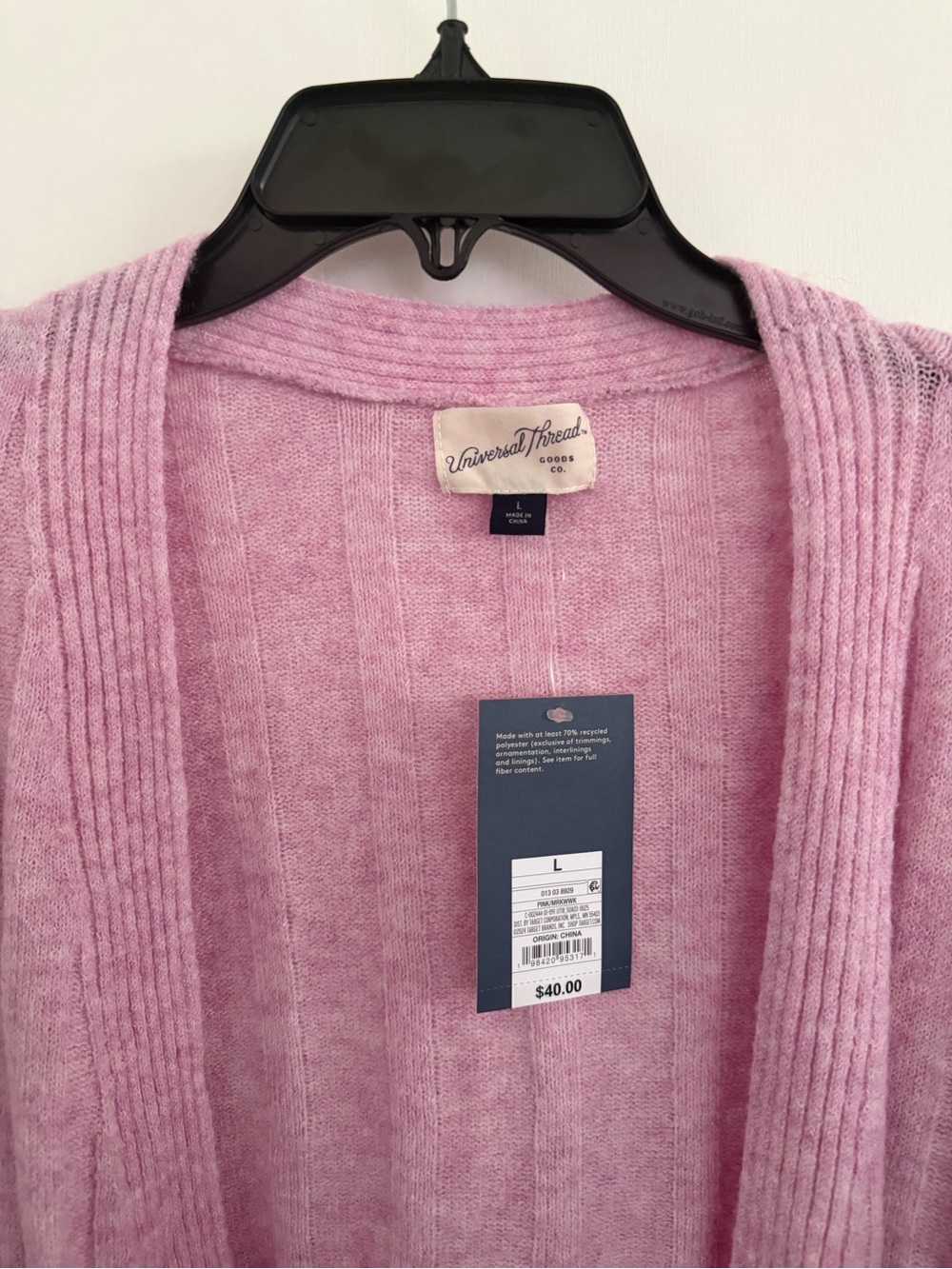 Universal Thread Pink Open-Front Ribbed Cardigan - Picture 2 of 3